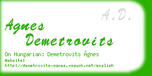 agnes demetrovits business card