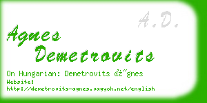 agnes demetrovits business card